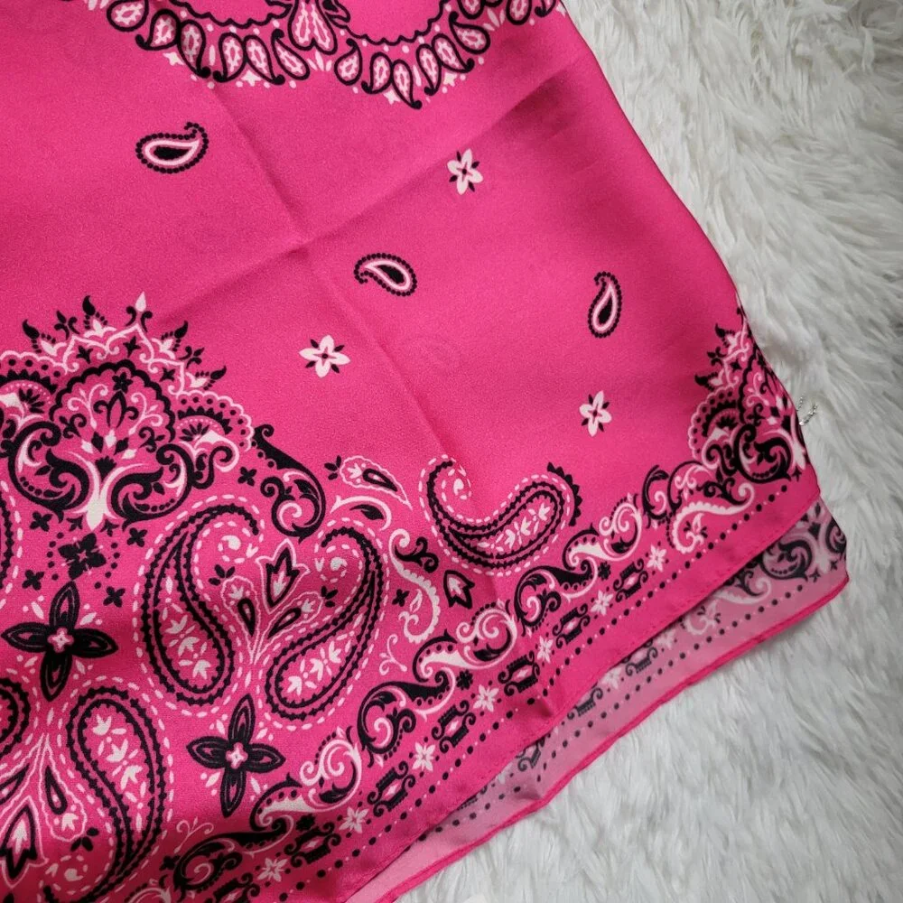 Versona Pink Bandana Scarf with Bling Fringe